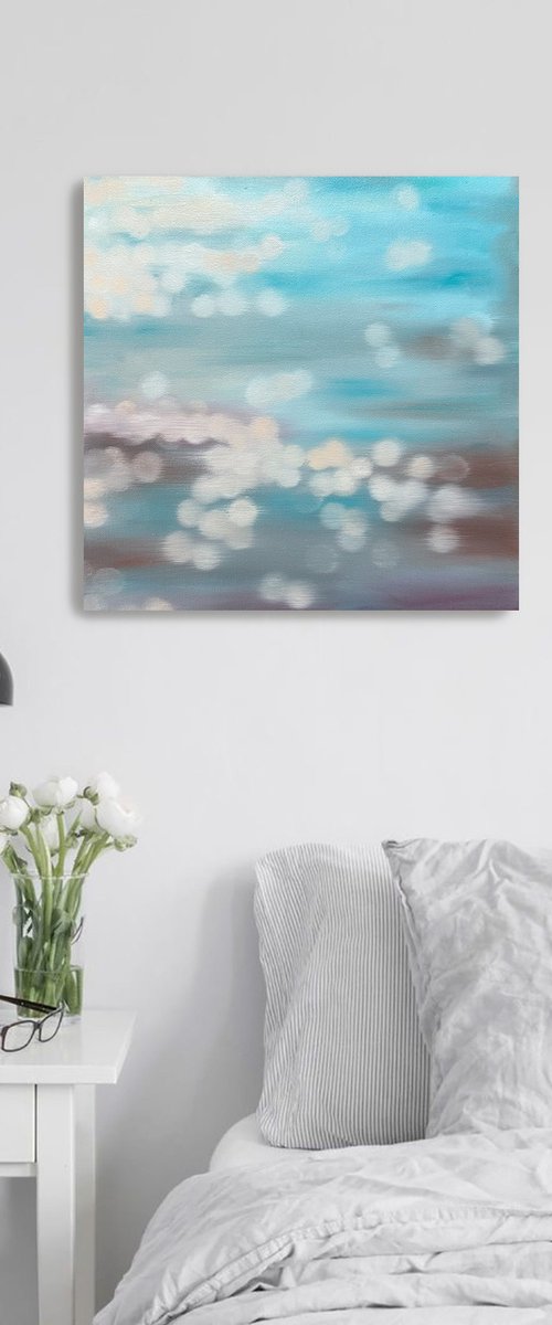 Bokeh blur water, blue light reflection by Julia Shilo