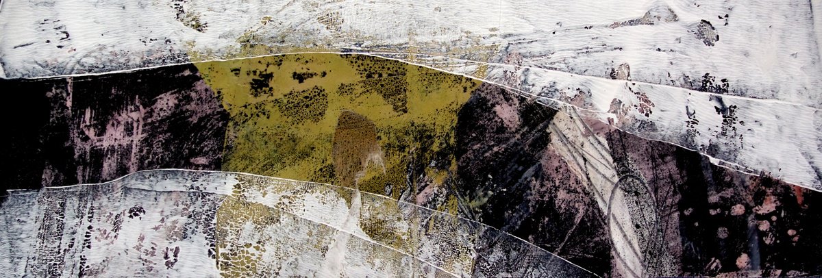 Abstract Landscape Oil Painting By Elizabeth Anne Fox, 23 X 8, Snow River 2, Original Artwork