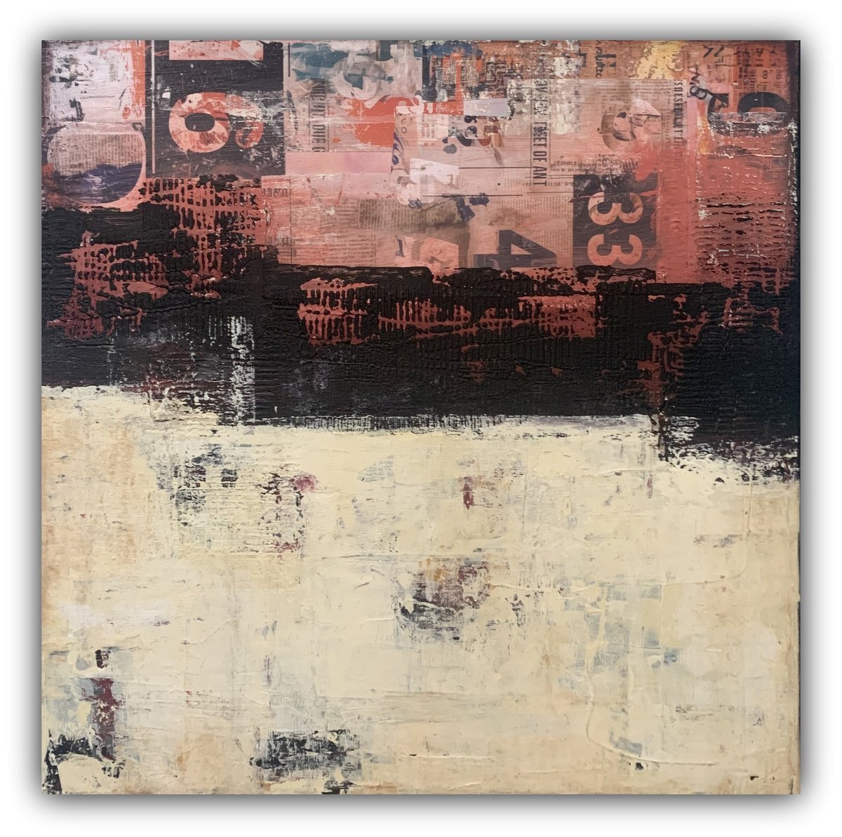 Abstract Acrylic Painting By Elizabeth Moran, 20 X 20, Cherry Bomb, Original Artwork