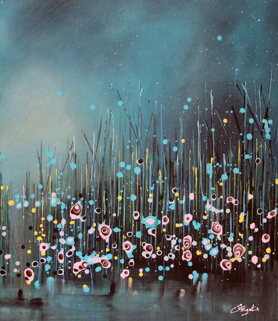 Magic Lagoon - Large original floral landscape