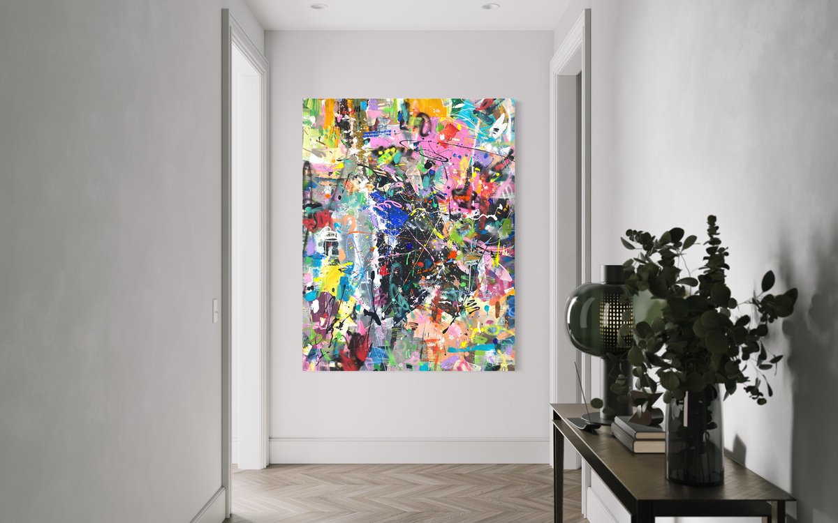 Abstract Painting By Maria Esmar, 55 X 71", Dare To Be Yourself, Original Artwork