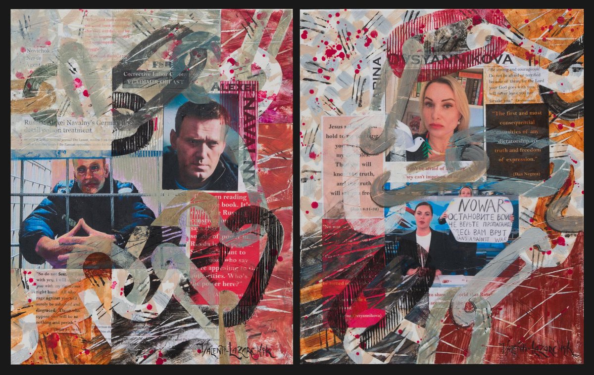 Courage #3; (2) panels, each 16wide x 20 high by Gina Valenti-Lazarchik