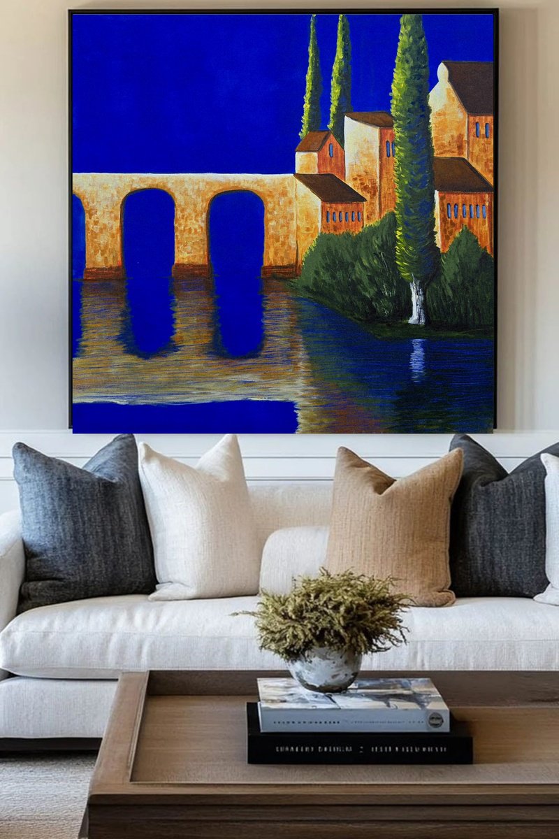 Impressionistic Landscape Acrylic Painting By Danijela Dan, 31 X 31, The Simmetry Of Italy, Original Artwork