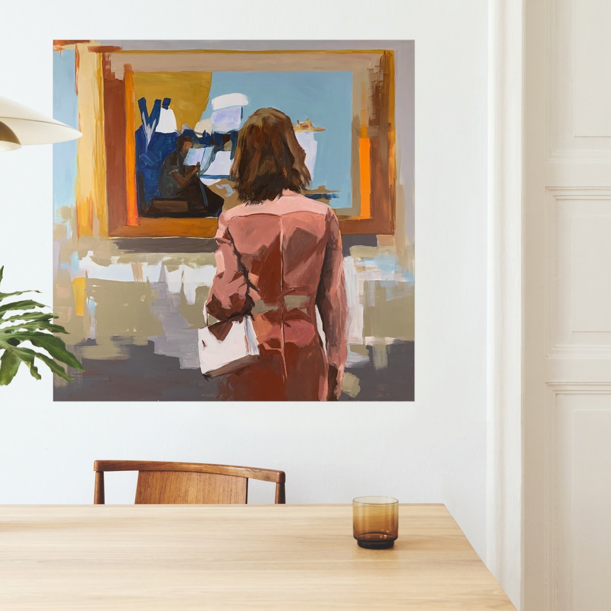 Expressive Portrait Acrylic Painting By Vita Schagen, 39 X 39", In A Museum. #5, Original Artwork