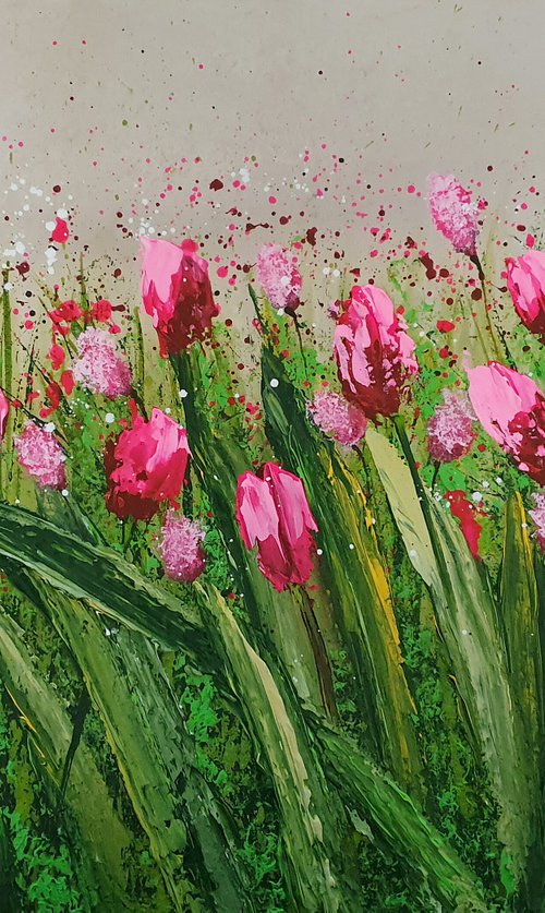 PINK TULIPS FIELD by Cinzia Mancini