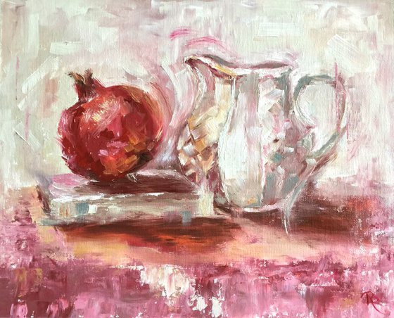 Pomegranate with Poetry and Jug