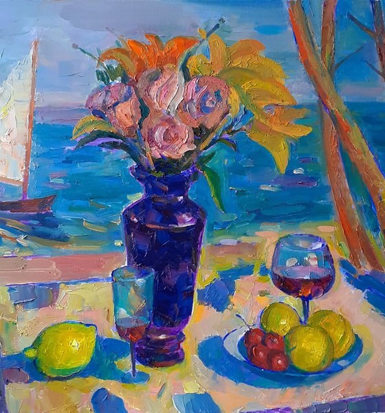 Still Life against the Background of the Sea
