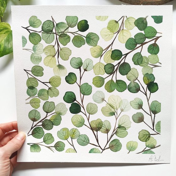 Watercolor Eucalyptus Leaves