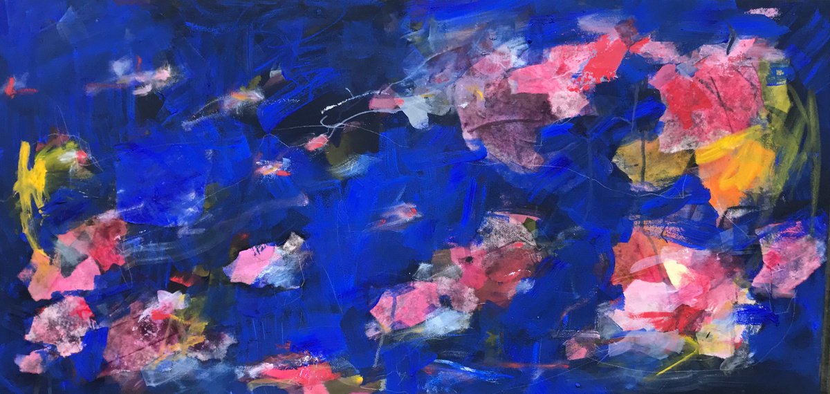 Abstract Painting By Angela Dierks, 39 X 20, Life Cycle, Original Artwork