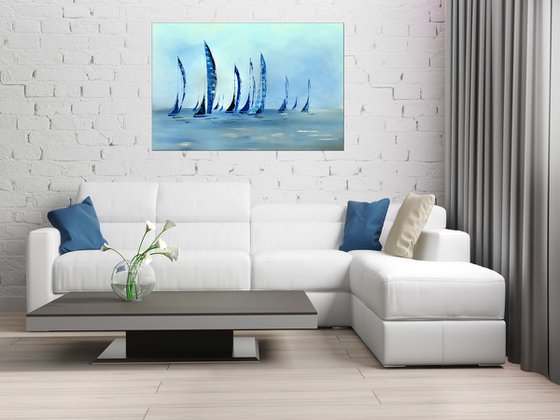 Happy Holidays II - abstract seascape on canvas, ready to hang