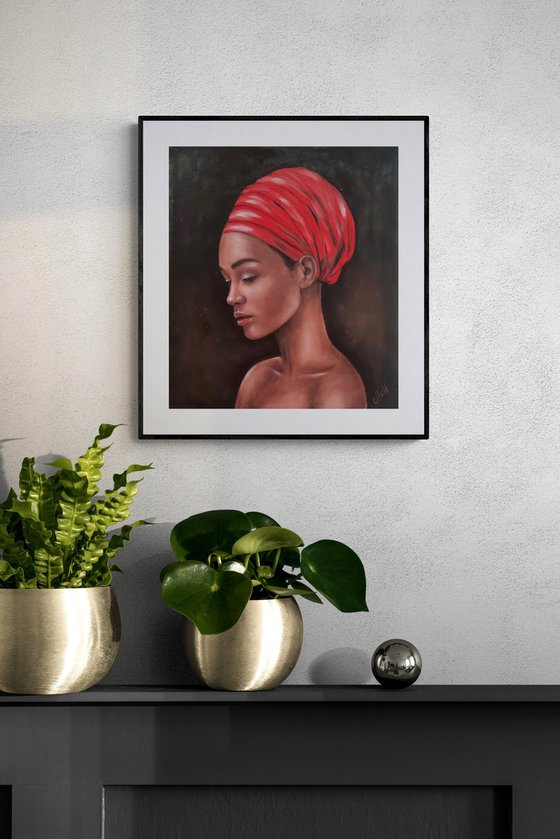 African Elegance - oil portrait painting