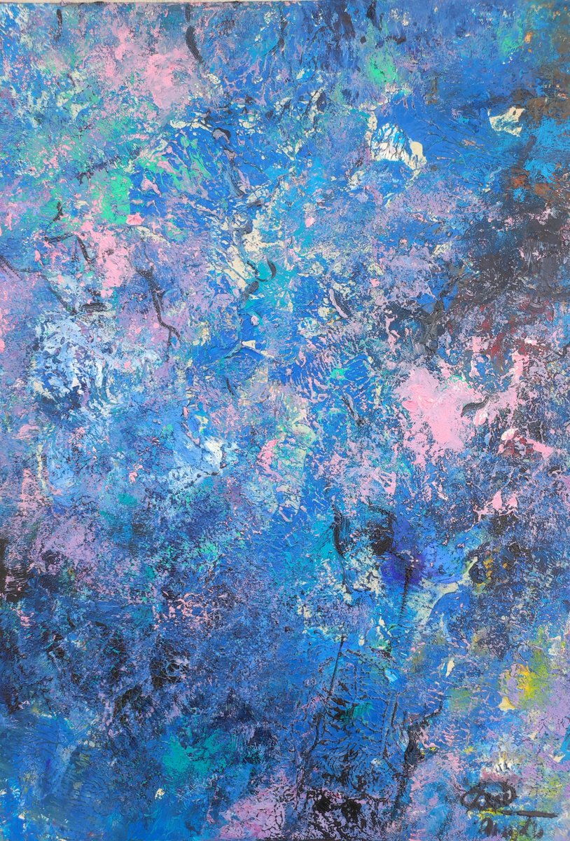 Organic Abstract Painting By Olga Onopko, 13 X 19", Pink Garden, Original Artwork