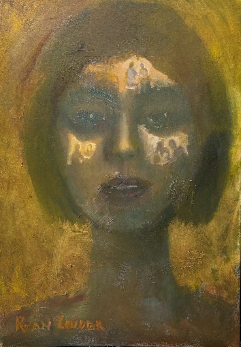 Expressive Portrait Oil Painting By Ryan Louder, 20 X 30", Her Life, Original Artwork