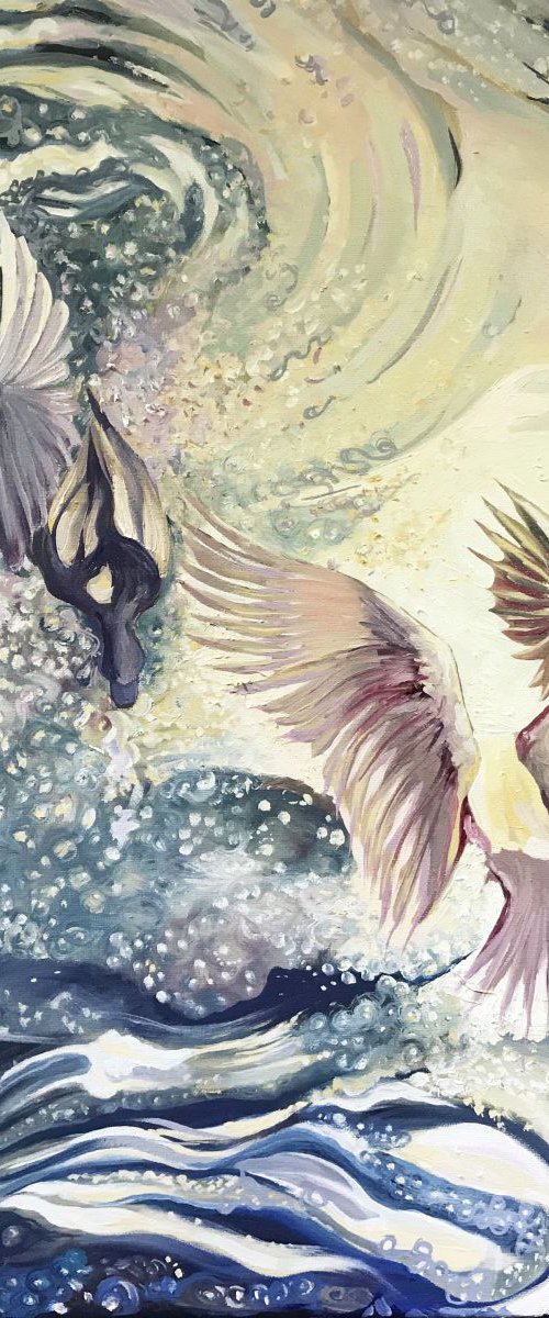 Gull flurry by Lydia Cunningham