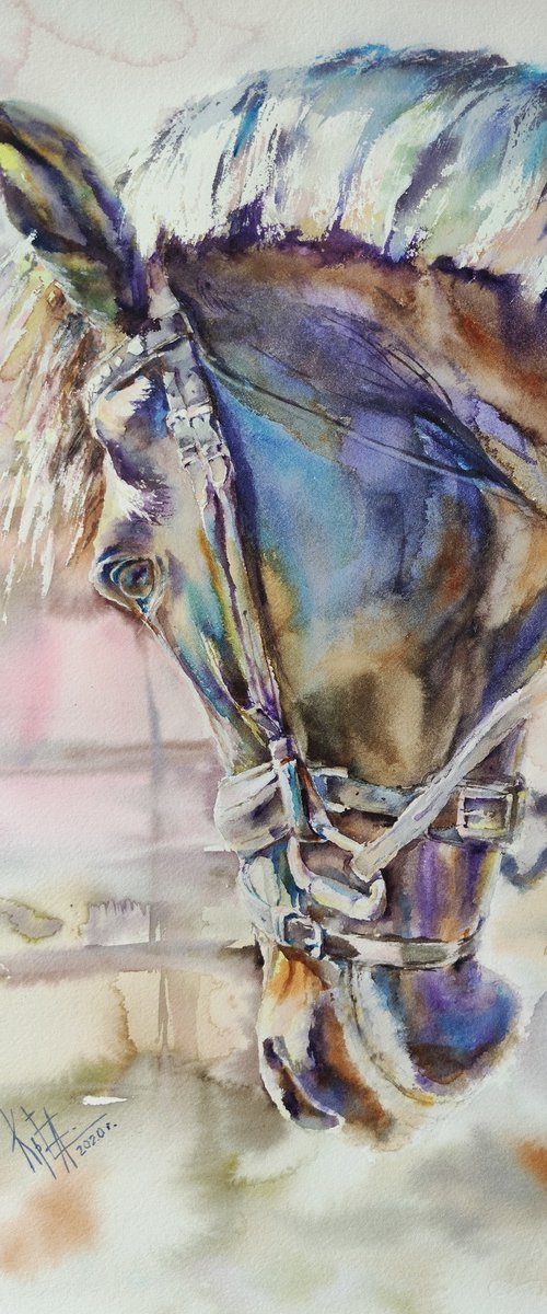 Painting "Lavander horse" by Elena Krivoruchenko