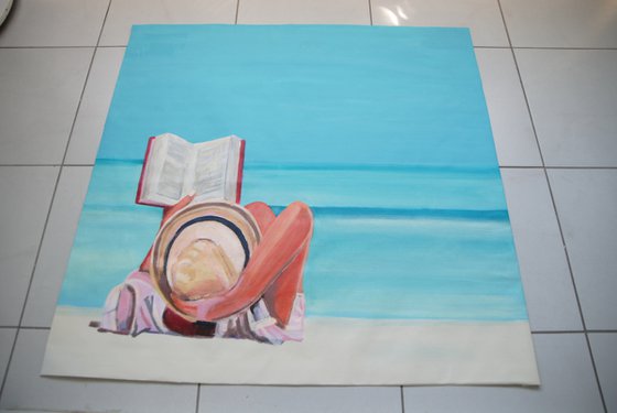At the beach / 84 x 82 x 3  cm