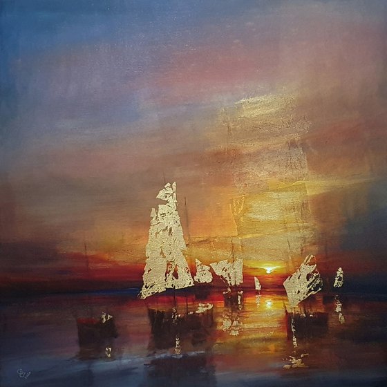 " Harbor of destroyed dreams - Delusions In A Golden Fleece " W 80 x H 80 cm