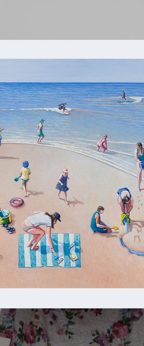Beach after lockdown - Print by Harriet  Hue
