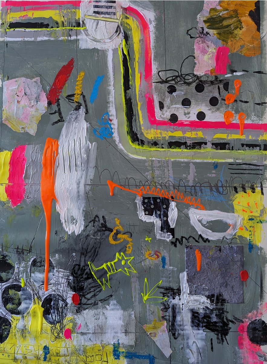 Abstract Painting By Jenny Furman, 19 X 27, Thoughts, Original Artwork