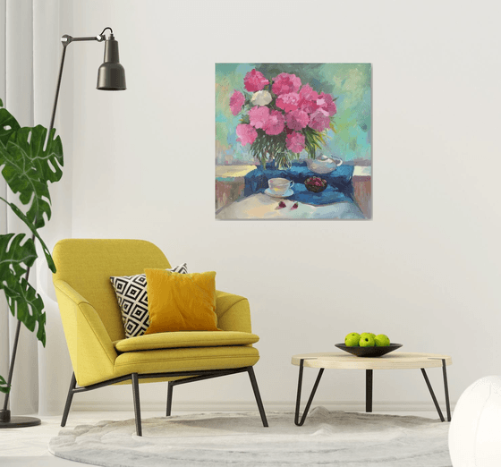 Still life with peonies