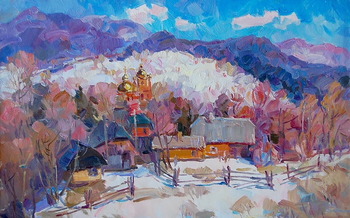 Impressionistic Landscape Oil Painting By Dmitry And Olga Artym, 24 X 16, In Vorokhta, Original Artwork