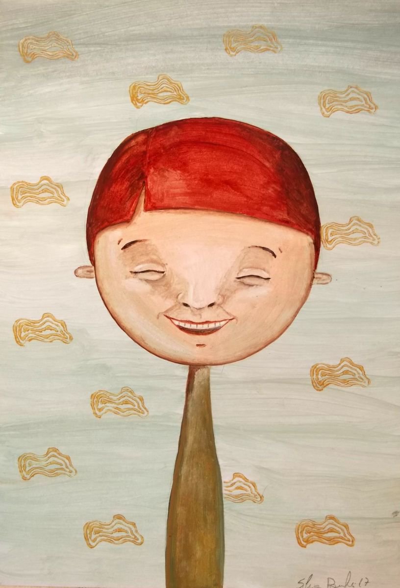 The child laughing - oil on paper by Silvia Beneforti