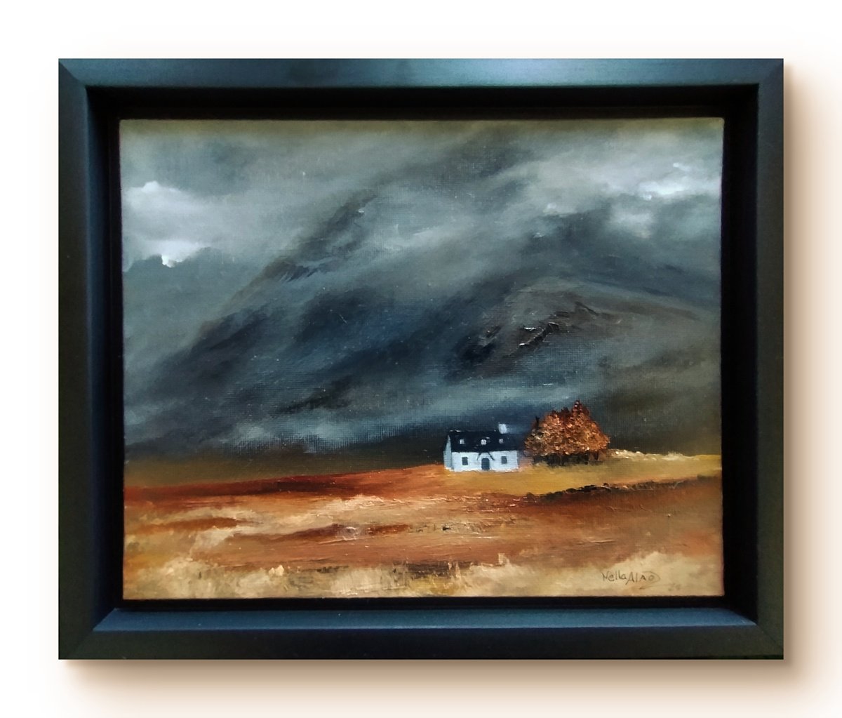 Impressionistic Landscape Oil Painting By Nella Alao, 11 X 10", Cottage In Highlands Glencoe, Original Artwork