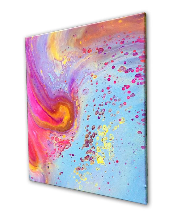 "Blowing Bubbles" - SPECIAL Valentine's Day Price + FREE USA SHIPPING - Original Abstract PMS Fluid Acrylic Painting - 16 x 20 inches