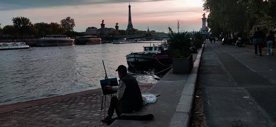Paris harbor in the evening