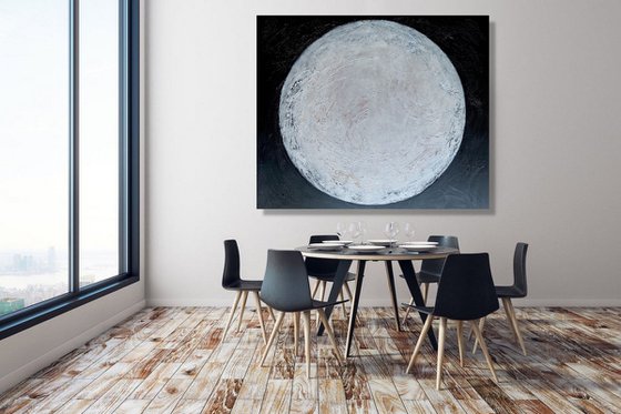Dancing In The Moonlight - XL LARGE,  TEXTURED ABSTRACT ART, BLACK & WHITE ART, MODERN ABSTRACT ART – EXPRESSIONS OF ENERGY AND LIGHT. READY TO HANG!