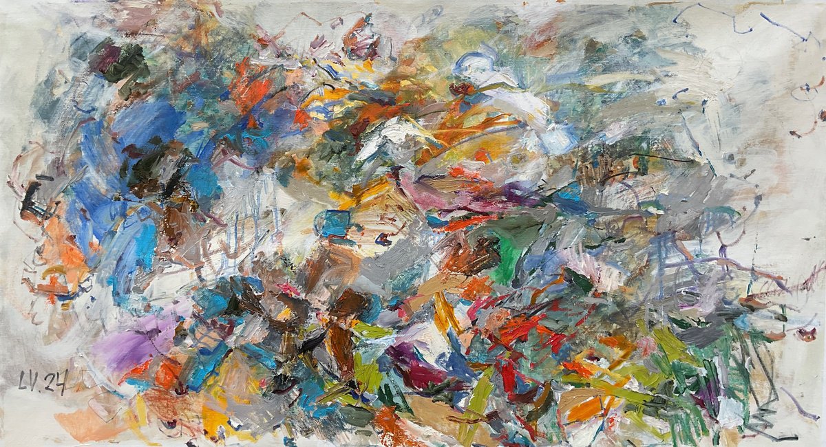 Abstract Oil Painting By Lana Verdi, 49 X 28", The Portrait Of Confusion, Original Artwork