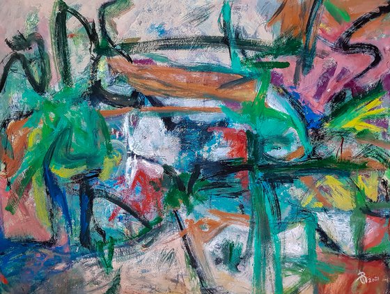 - Tuta Mondo N-4 - (H)96x(W)130 cm. Style of Willem de Kooning. Abstract Expressionism Painting