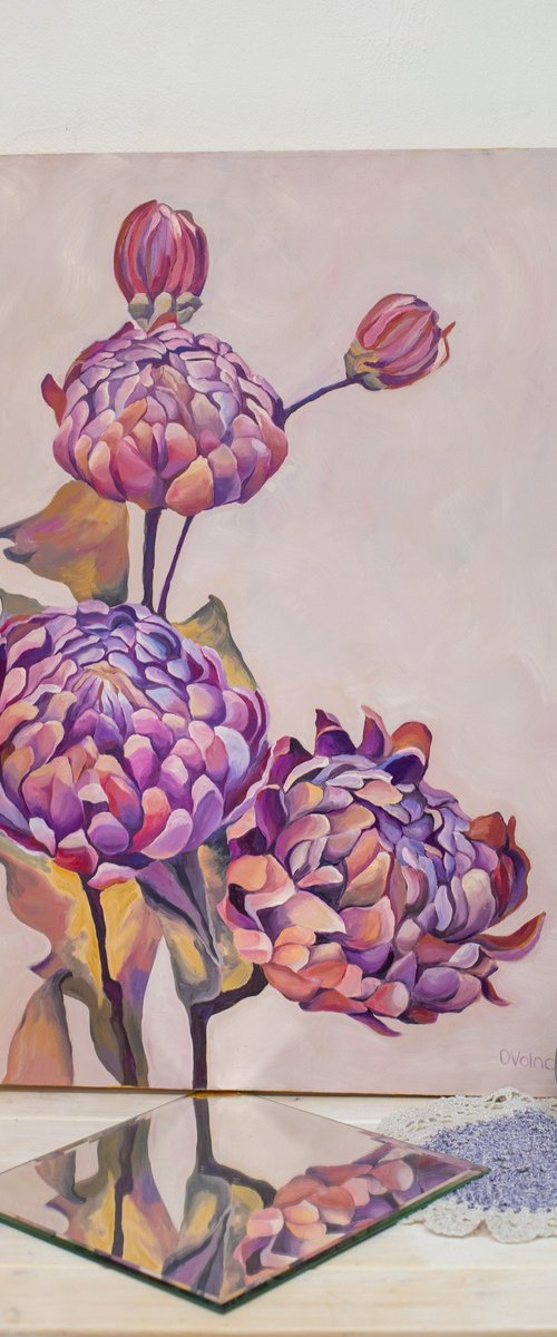 Lilac Dahlias by Olga Volna