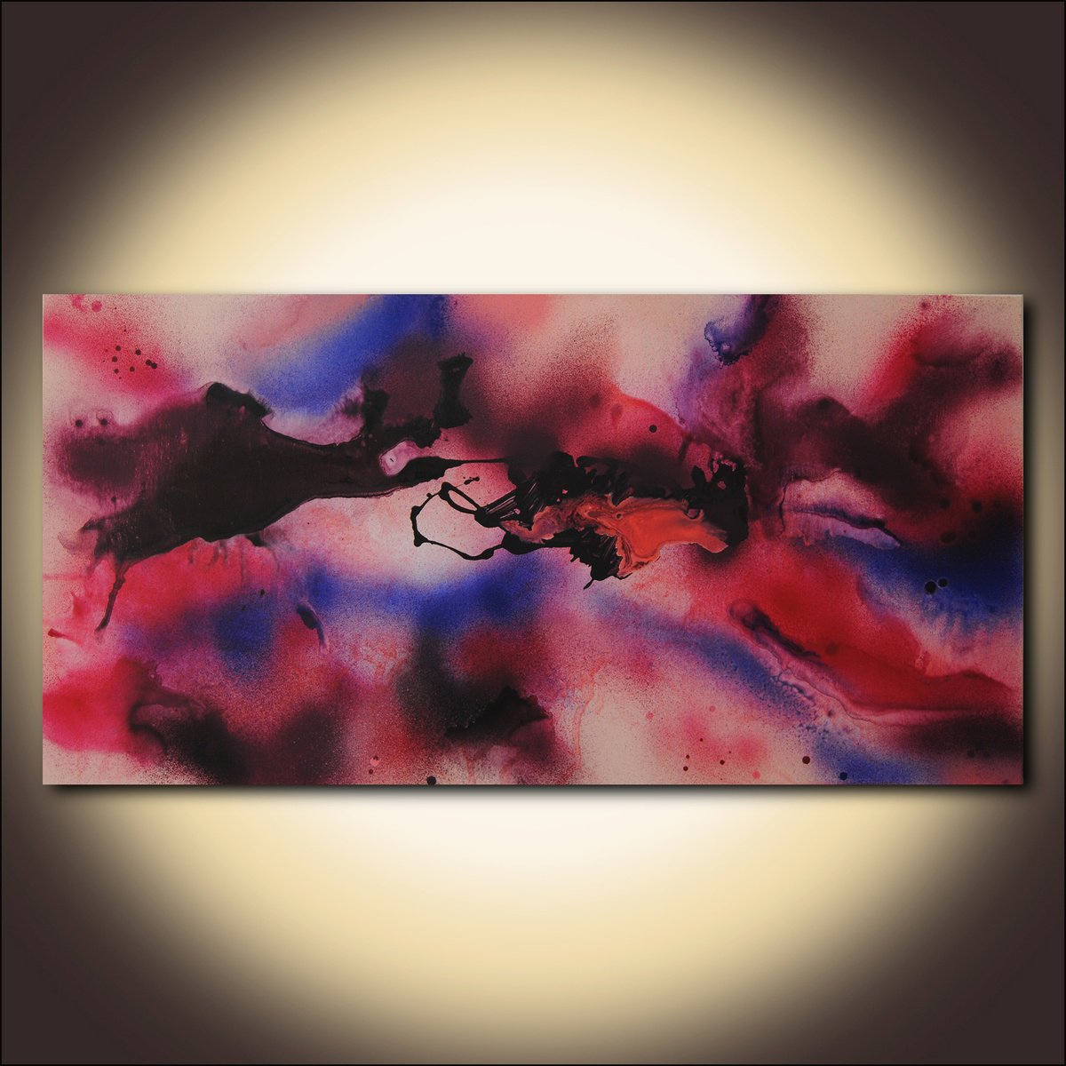 Abstract Acrylic Painting By Valeri Tsvetkov, 48 X 24", Abstract Composition 5, Original Artwork