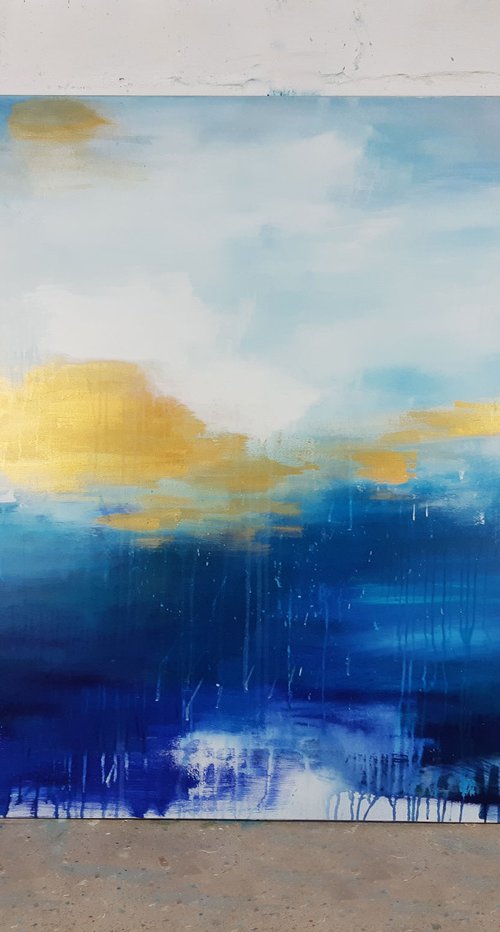 FLOATING GOLD #5 - Large abstract Seascape by Stefanie Rogge