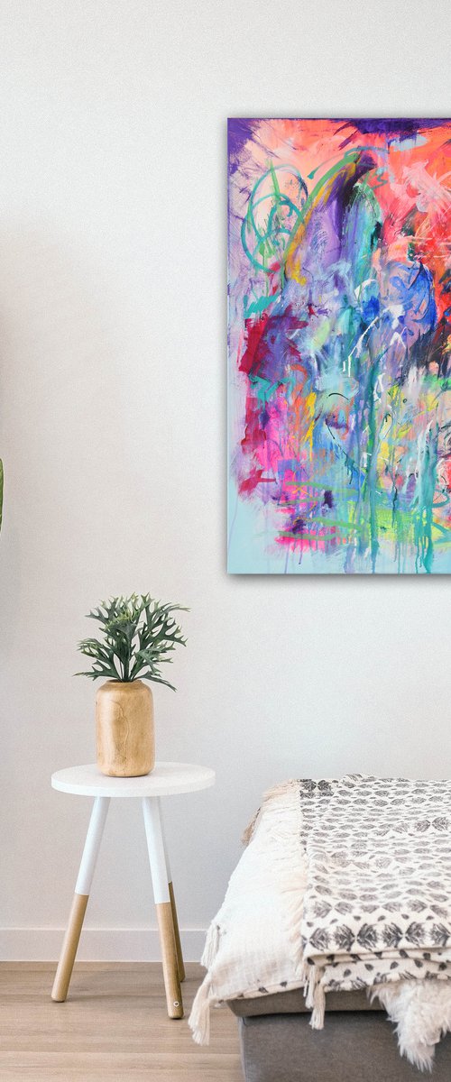 Find Hope In The Elements 100x80 cm 39" x 32"  Colorful abstract painting on canvas by Sebastian Merk