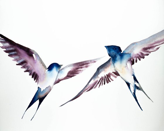 Swallows in Flight No. 7