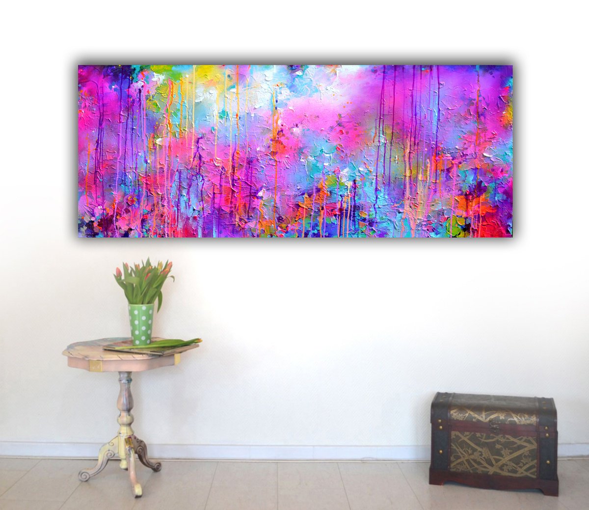 Organic Abstract Acrylic Painting By Soos Roxana Gabriela, 59 X 24", Fresh Moods 109, Original Artwork