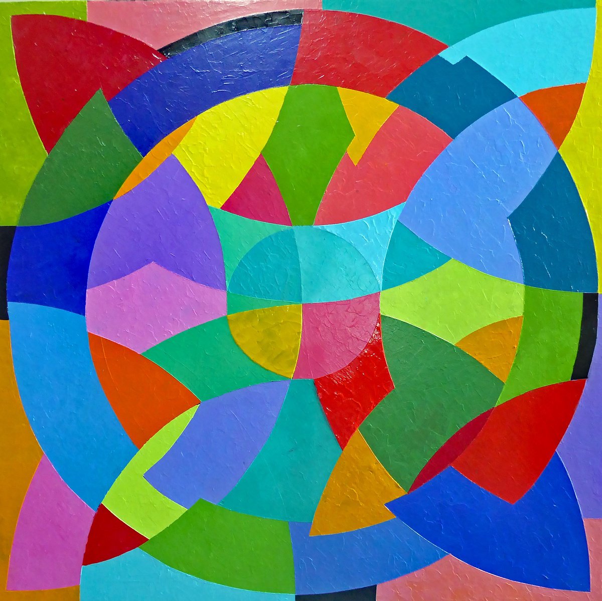 Geometric Abstract Acrylic Painting By Stephen Conroy, 31 X 31", A Composition Of Shapes Ii, Original Artwork