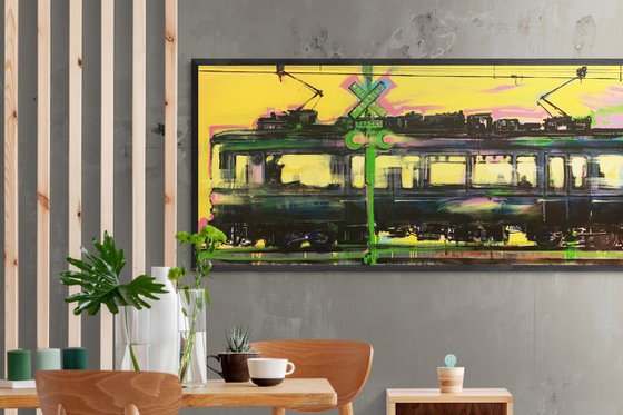 XXL Big painting - "Rail crossing" - Train - Urban - Railway - Truck - Street art