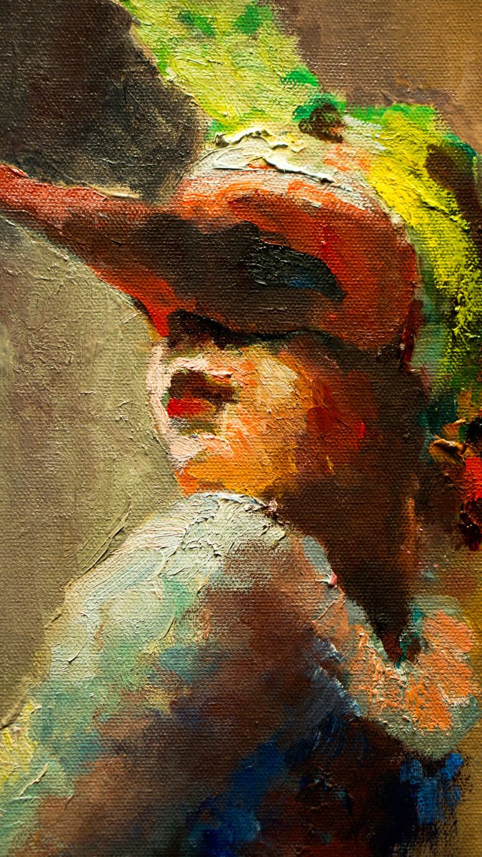 Impressionistic Portrait Oil Painting By Pavel Filin, 22 X 30", Commedia Dell