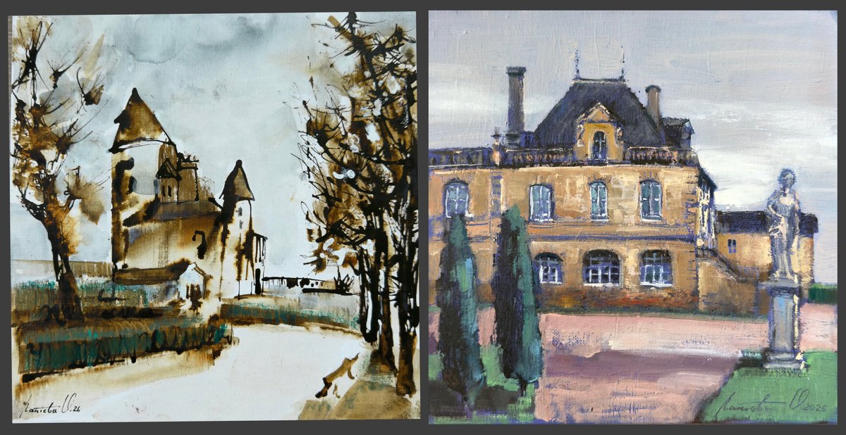 Oil Painting , Landscape: Castles Of France By Olha Laptieva, 20 X 10, Artwork For Sale On Artfinder