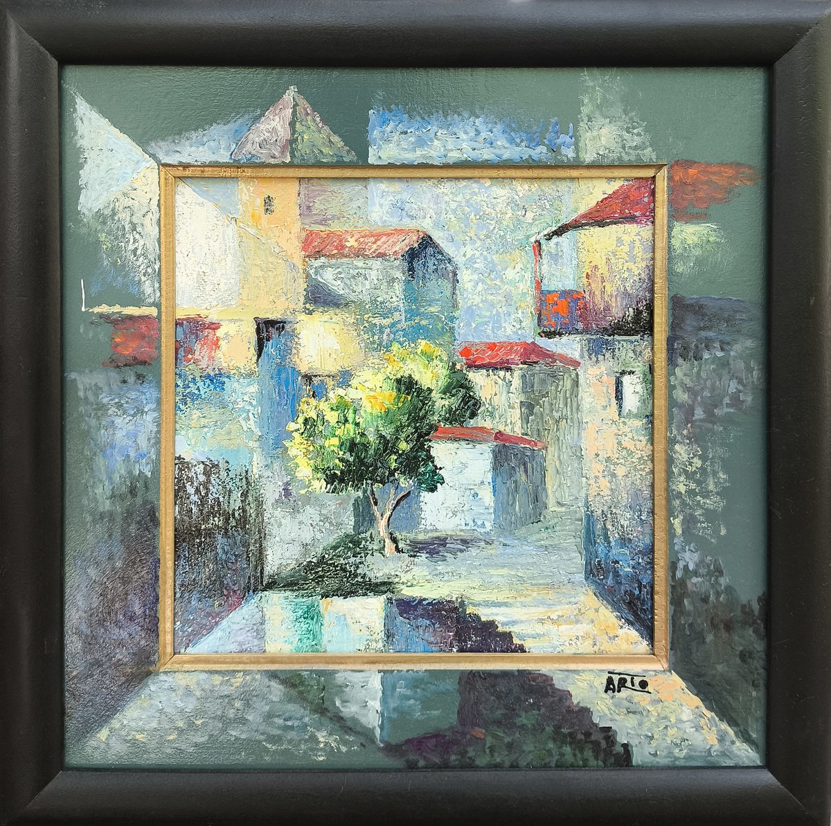 Impressionistic Landscape Oil Painting By Arto Mkrtchyan, 12 X 12, Framed Serenity, Original Artwork