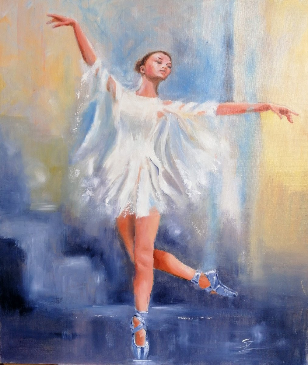 Impressionistic Portrait Oil Painting By Susana Z. Harris, 16 X 20", Ballet Dancer 247, Original Artwork