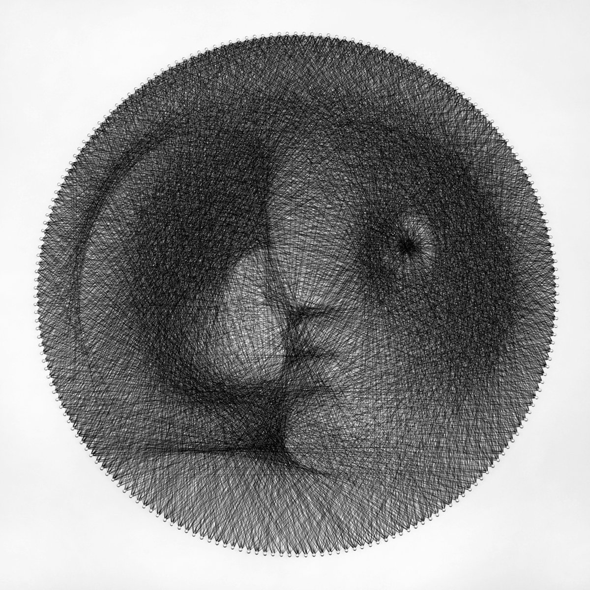 Face Anthropomorphic Volume String Art Sculpture by Andrey Saharov