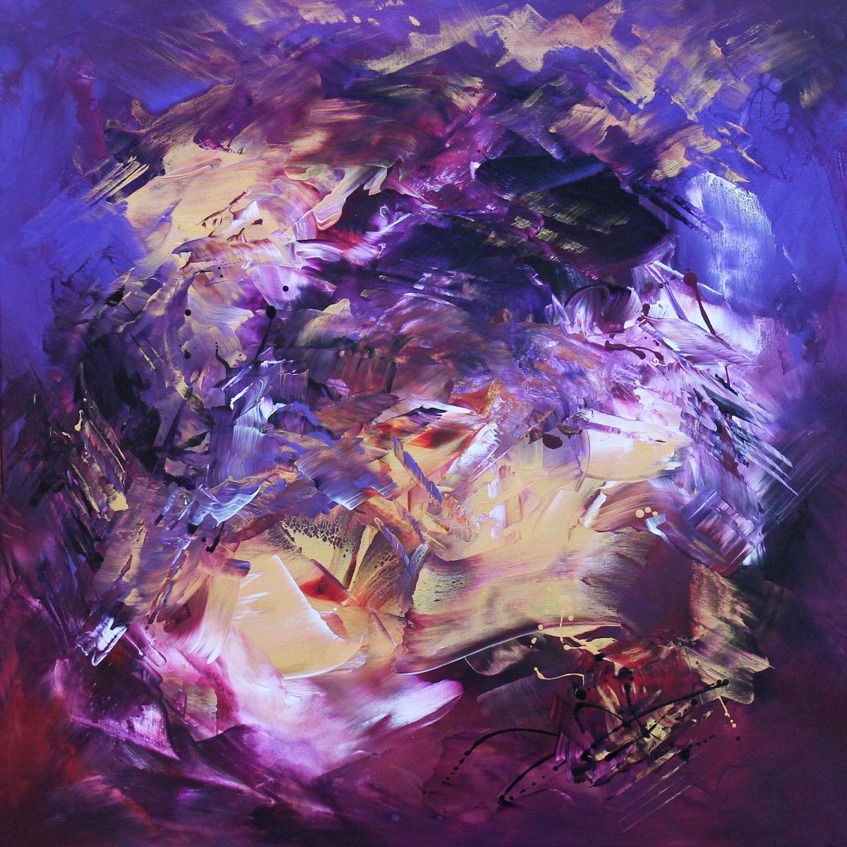 Expressive Abstract Acrylic Painting By Paresh Nrshinga Frsa, 40 X 40", Temptation Ii, Original Artwork