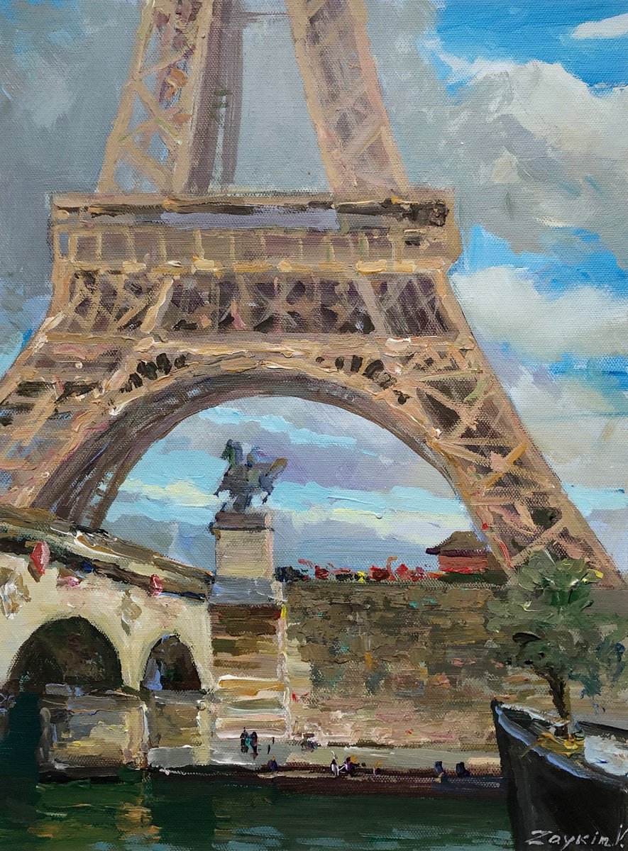 Impressionistic Cityscapes Oil Painting By Viacheslav Zaykin, 12 X 16", Paris. Spring., Original Artwork