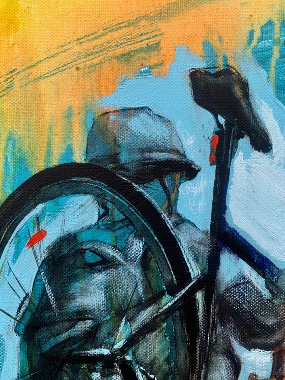 Bright painting - "Cyclist" - Pop Art - Street art - Graffiti - Bike - Sport