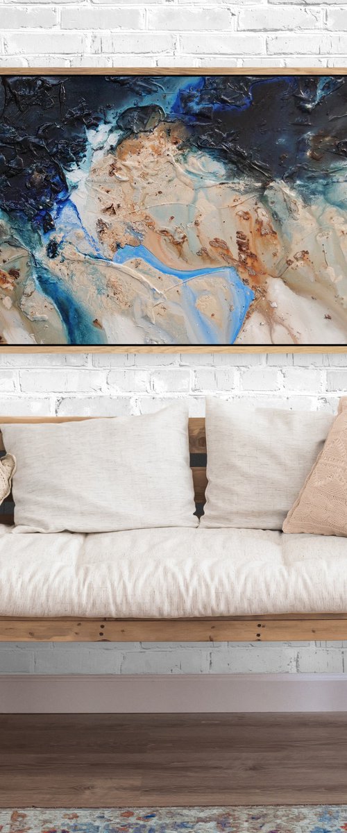 Midnight Hour 160cm x 60cm Textured Abstract Art by Franko