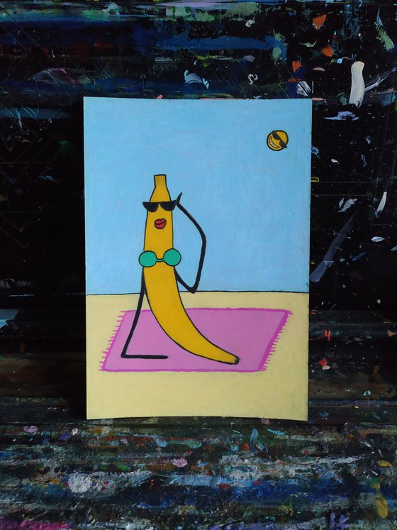 Lady Banana on the beach